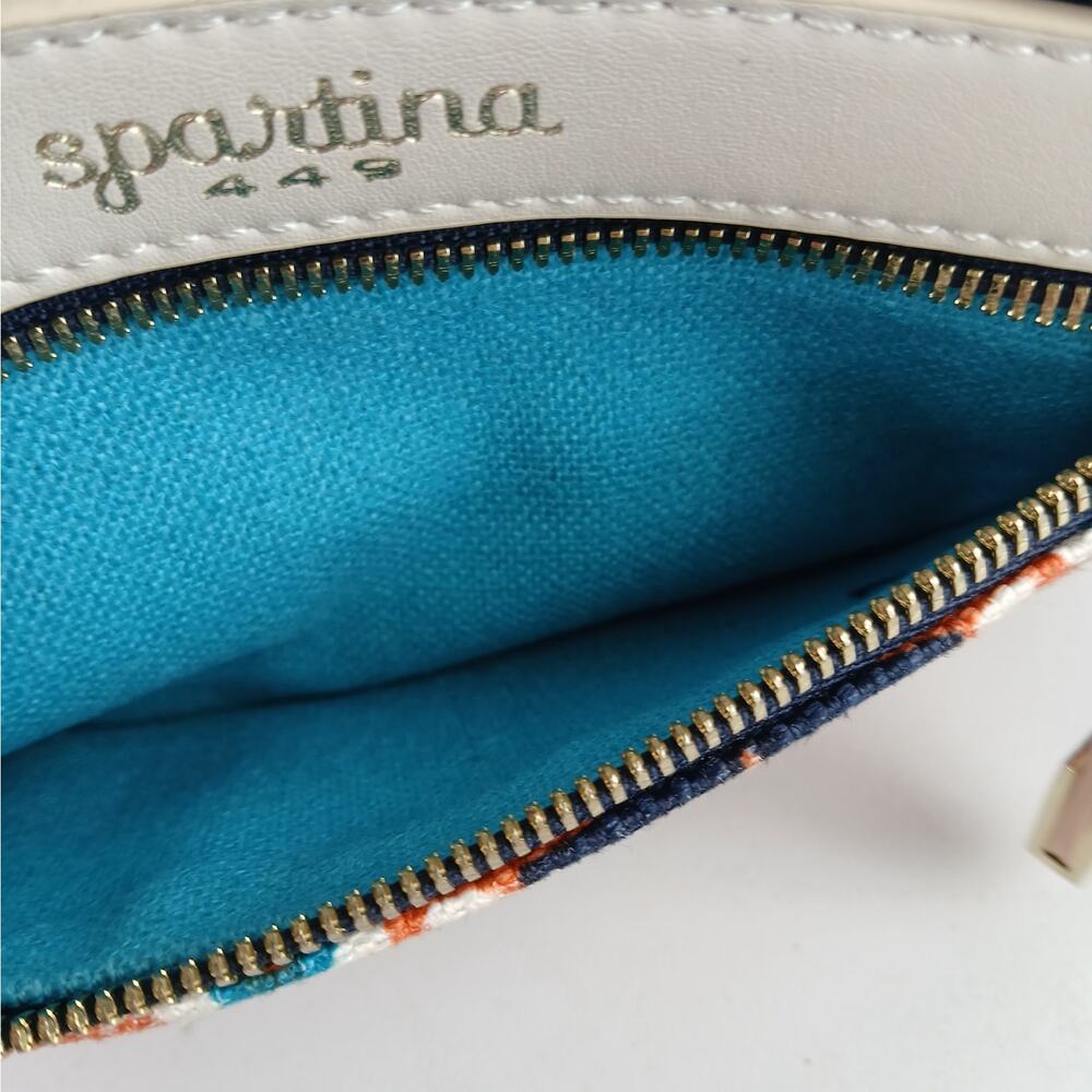 Spartina 449 Daufuskie Island Natural Linen & Genuine Leather Floral Wristlet - Picture 6 of 7